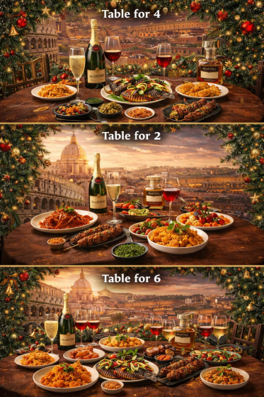 African holiday menu with jollof rice, suya and BBQ fish at taste of Africa Rome.Table for two, and four, with African food and drinks at Taste of Africa Rome
Table for Six, Africa Dinning Experience at Taste of Africa